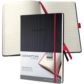 SIGEL CO661 Premium Notebook lined, A4, hardcover, black, red - Conceptum