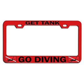 Custom Brother - GET Tank GO Diving Scuba Diving Red Steel Auto SUV License Plate Frame License Tag Holder, E99