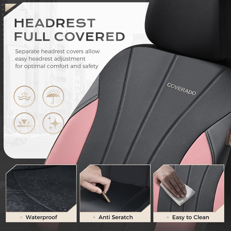 Coverado Car Seat Covers, Luxury Front Seat Covers, Leather Car
