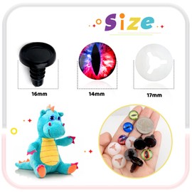 TOAOB 20pcs Safety Eyes for Amigurumis Glass 16mm Glow in The Dark Dragon Safety Eyes Crafts Crochet Eyes with Washers for Stuffed Animals Bears Doll Making