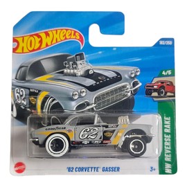 Hot Wheels '62 Corvette Gasser, Die-Cast Model Car, HW Reverse Race Collection, Grey