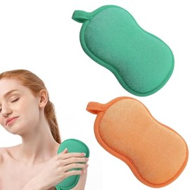 2 Piezas Esponja Para Baño Bebe, Fibra Vegetal, Suave y Segura, Adecuada Para Piel Delicada, Muy Adecuada Para Recién Nacidos y Bebés (Verde y Naranja)
