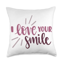 I Love Your Smile Smiling Bright Happy Gift Cute I Love Your Smile Throw Pillow, 18x18, Multicolor
