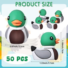 Gejoy 50 Pcs Mini Mallard Rubber Ducks Figurines Bulk 1.6 Inch Small Assorted Mallard Rubber Ducks for Birthday Gifts Holiday Decor Cruise Party Hunting