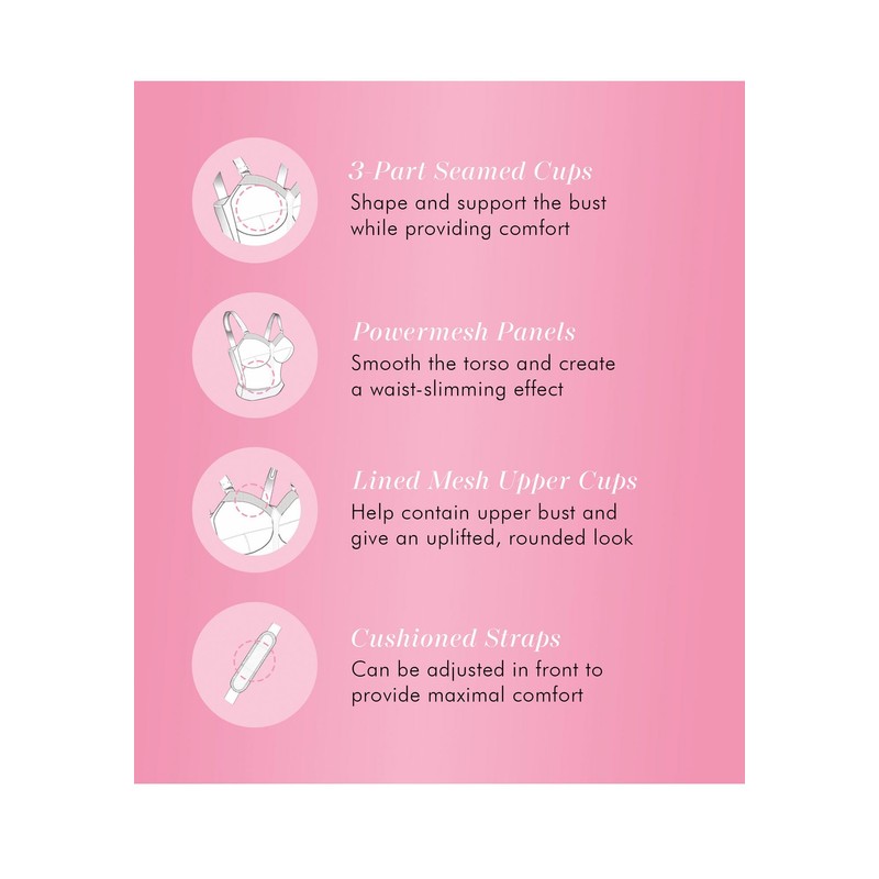 Exquisite Form womens Back Close Longline Bra, Beige, 46DD US