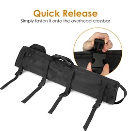 Guina Roll Bar Storage Bag with MOLLE System Compatible with Jeep Wrangler, Ford Bronco, UTV, ATV, SUV – Tactical Multi-Pocket Cargo Organizer, Detachable Pouch, Heavy-Duty 1000D Oxford