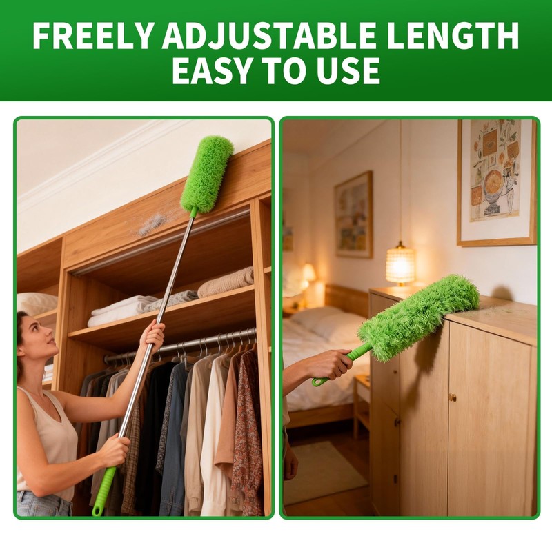 Cobweb Duster with Extension Pole, Washable Cleaning Duster Kit with