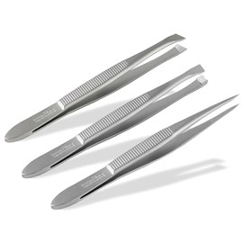 Solingen Professional Tweezers Set Hair Plucking Tweezers 3-Piece Pointed Straight Slanting Precise Made in Germany Solinger Eyebrow Tweezers Made of Stainless Steel