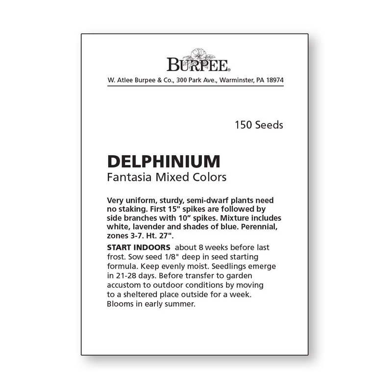 Burpee Fantasia Mixed Colors Delphinium Seeds 100 seeds