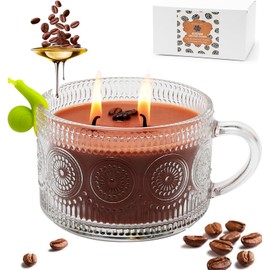 Mosthink Organic Coffee Scented Candle Gift for Women Man, 300g Large Jar Candles Natural Soy Wax, Highly Scented Candles for Home Scented Coffee Shop, Aromatherapy Candle for Christmas Relaxing