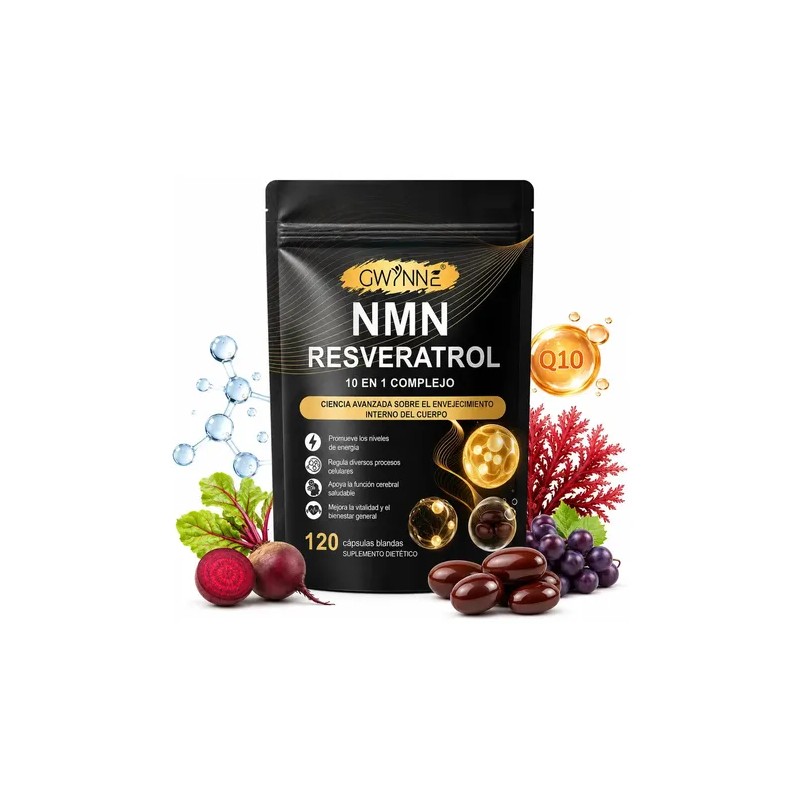 Gwynne Nmn Resveratrol Complejo 1200mg Suplemento Coq10 Glutatión Aumentar Energía