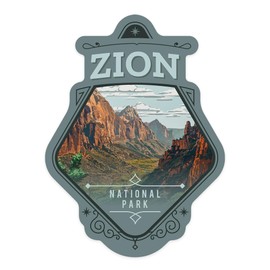 Die Cut Sticker Zion National Park, Utah, Painterly National Park Series, Contour Vinyl Sticker 1 to 3 inches (Waterproof Decal for Cars, Water Bottles, Laptops, Coolers), Small