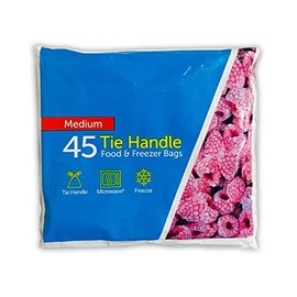 FOOD BAGS Tie Handle Bags Resealable bags Sandwich bags food freezer bags (45 x Medium Tie Handle)