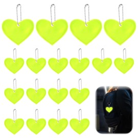 18PCS Safety Reflector, Reflector Pendant, Reflective Pendants Key Chains, Reflective Glossy Keychain, Reflective Keyrings, Reflective Backpack Accessories, for School Bag Backpack Cyclin（Love Heart）