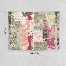 Kurtect Patchwork Flower Tapestry,Abstract Colorful Floral Retro Style Hand Drawn Tapestries for Party Beach Picnic Blankets Tablecloths Living Room Wall Deocr, 30x40 in