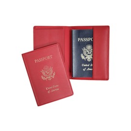 Royce Leather Passport Holder and Travel Document Organizer in Leather, Red 1, One Size