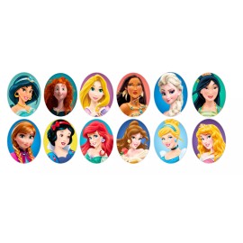 Handmade 12 pc. Mix of Princesses, Oval edible images, use with choc. frames, CHOOSE SIZE - classic wafer paper, NOT pre cut, .9"x1.2"
