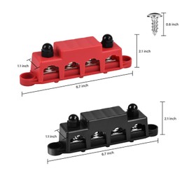 250A 12V Bus Bar 3/8" Power Distribution Block 4 Studs Junction, 12-48 V Battery Power Cut Master Switch, Use to Marine, Automotive, and Solar Wiring