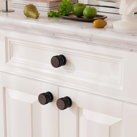 FURNIWARE Pack of 10 Knurled Cabinet Knobs, Oil Rubbed Bronze Cabinet Knobs, Solid Cupboard Handles with 2 Sizes Screws, Round Single Hole for Kitchen, Dresser, Wardrobe, Chest of Drawers, Furniture