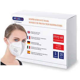 eHealth Pro - Box of 20 FFP2 NR respirator masks, disposable protection, 5 layers, tested and CE EN149 certified by a named body - High BFE > 94%