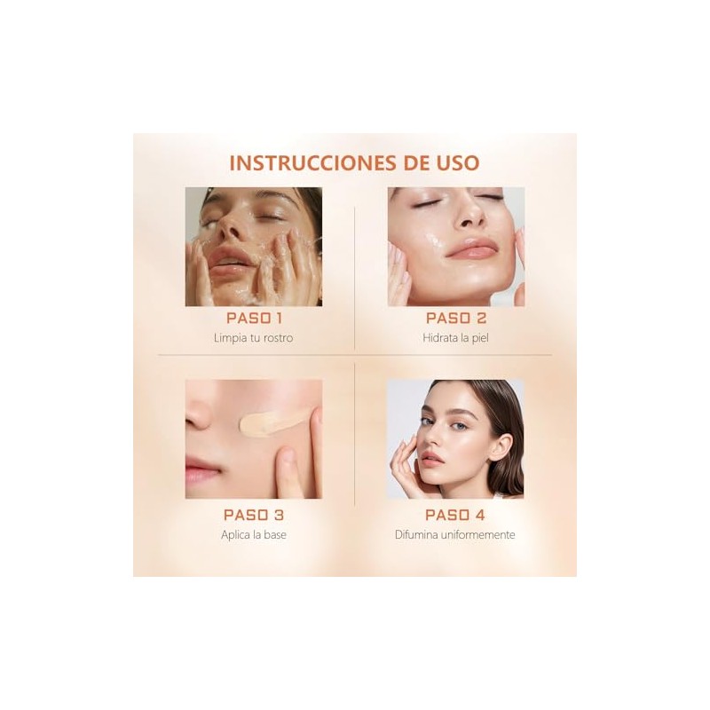 WEUD Base de Maquillaje con Corrector 4 En 1, SPF