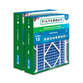 Filterbuy 21x21x5 Air Filter MERV 13 Optimal Defense (2-Pack), Pleated HVAC AC Furnace Air Filters Replacement for Rheem, Ruud, and Protech (Actual Size: 20.63 x 20.63 x 4.38 Inches)