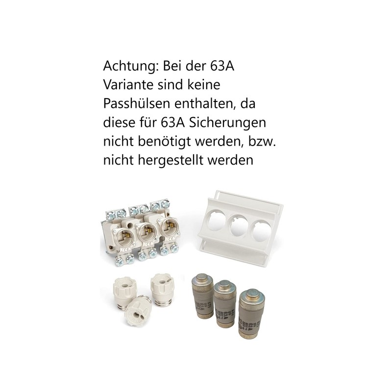 CusoTec Neozed Fuse Socket D02 Set with Screw Caps Fuses