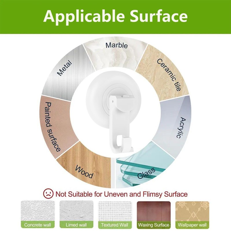 Virelixis Heavy Duty Suction Hooks, Strong Hold Waterproof Hook for