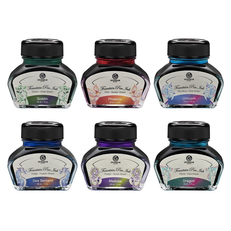Octopus Fluids Sheen Fountain Pen Ink with Converter Medusa Purple