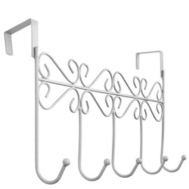 Over The Door Hook,Over Door Towel Rack,Over Door Coat Rack,Door Hanger Hook，Clothes ,Belt, Hat,Behind Back of Bathroom, Towel Hanger 5 Hooks ,White