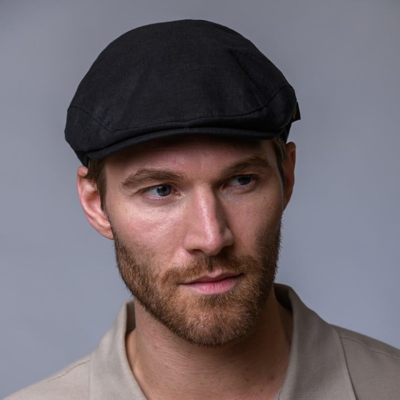 Mucros Weavers Summer Light Linen Cap (US, Alpha, Small, Black)