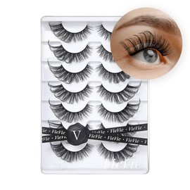 VieVie False Lashes Strip Fake Eyelashes Natural to Dramatic Look Faux Mink Eye Lash Lightweight Wispies 7 Pairs