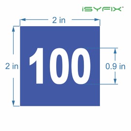 iSYFIX Blue Consecutive Number Stickers – 1 to 100, 2-inch, 1 Set – Vinyl Self Adhesive Premium Decal, Ideal for Inventory, Storage, Organizing, Boxes, Bins, Toolbox, Lockers & More, Indoor/Outdoor