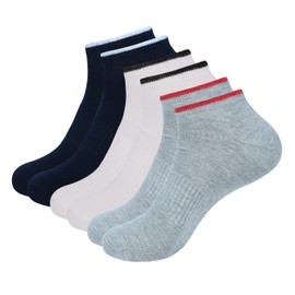 MANARC Women Cotton No Show Socks Thin Fine Soft Comfortable Durable Breathable Anti Slip With Ribbed Instep For A Firm Grip. 3 Pack White, Navy Blue, Light Grey.