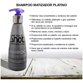 Kolor Shot Profesional Shampoo Matizador Plata Cabello Platinado Y Canas Kolor Shot