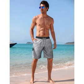 BOJIN Mens Swim Trunks Quick Dry Swim Shorts Mesh Lining Bathing Suits Swimwear Beach Shorts BS017 Grey M