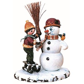 Kleine Figuren & Miniaturen Winterkinder Junge mit Schneemann - 11cm - Hubrig Volkskunst