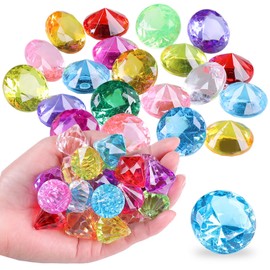 20Pcs Gemstones for Kids, Colorful Plastic Gems Suitable for Treasure Hunt, Diving Training and Party Decoration, 30mm Large Acrylic Diamonds