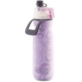 O2COOL Mist 'N Sip Misting Water Bottle 2-in-1 Mist And Sip Function With No Leak Pull Top Spout Reusable Sports Water Bottle - 20 oz (Yoga Lilac)