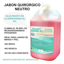 Solución Jabonosa con Gluconato de Clorhexidina 4% Antiséptico Galón 4 L