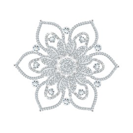 Flower Brooch Silver Brooch with Inlaid Sparkling Crystal Coat Sweater Dress Bridal Gift with Jewelry Box, Metal