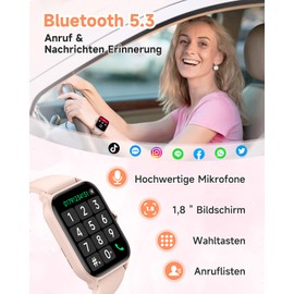 Women's Smartwatch with Phone Function 1.8 Inch Alexa Integrated Men's Fitness Watch 100+ Sports Modes, Heart Rate Monitor SpO2 Stress One-Click Measurement, Sleep Monitor, IP68, Sports Car