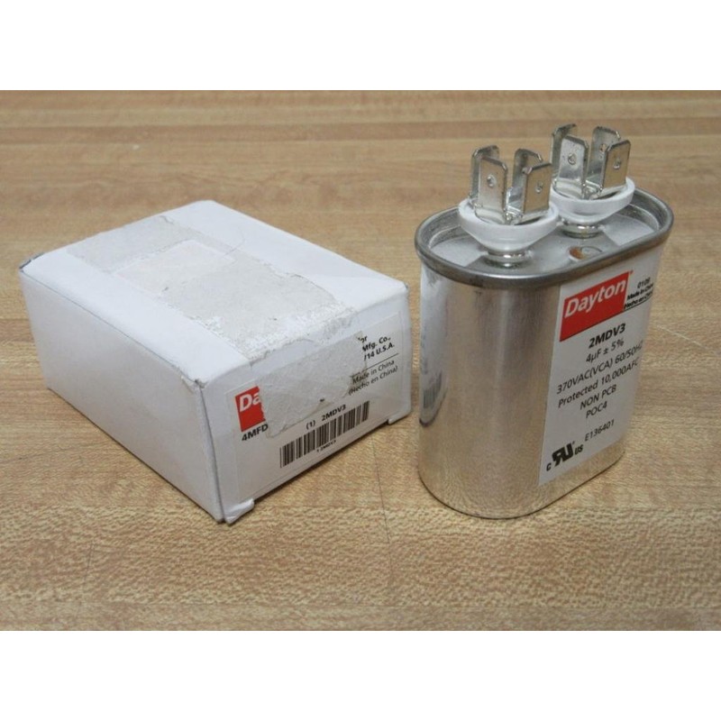 Motor Run Capacitor, 4 MFD, 2-3/4 In. H