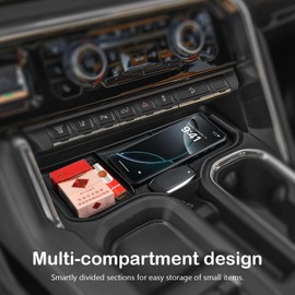 auovo Organizer Under Screen Compatible with Chevy Silverado/GMC/Sierra 1500 2023 2024 2025 Accessories Center Console Organizer Tray (ONLY FIT Full Console with Bucket Seats)