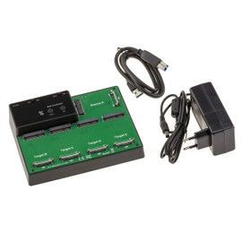 KALEA-INFORMATIQUE USB-Dockingstation für 5 mSATA-SSDs mit USB3.0-Verbindung und CLONAGE-Funktion. Dock mit externer Stromversorgung im Lieferumfang enthalten.