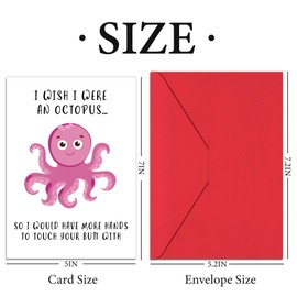 Qumic Funny Anniversary Card for Wife Husband - I Wish I Were an Octopus Octopus Valentines Day Card for Him Her, Naughty Love Card, Birthday Card for Boyfriend Girlfriend Fiance Fiancee