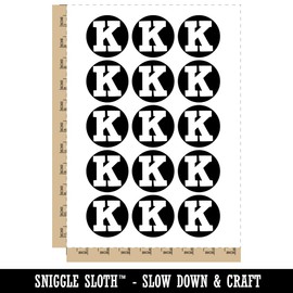 Letter K Uppercase Fun Bold Font Temporary Tattoo Water Resistant Fake Body Art Set Collection - 15 2" Tattoos (1 Sheet)