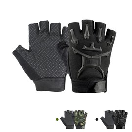 CubePlug Kids Half Finger Fingerless Cycling Gloves - Breathable, Non-Slip, Shockproof, UV Protection Kids Mittens - Perfect for Outdoor Sports, Training, Climbing, Skateboarding (Black, M)