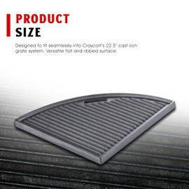 Craycort Cast Iron Griddle Hotplate Insert, Fits 22.5" Grills, Pre-Seasoned Dual-Sided Cast Iron Insert with Drainage Hole