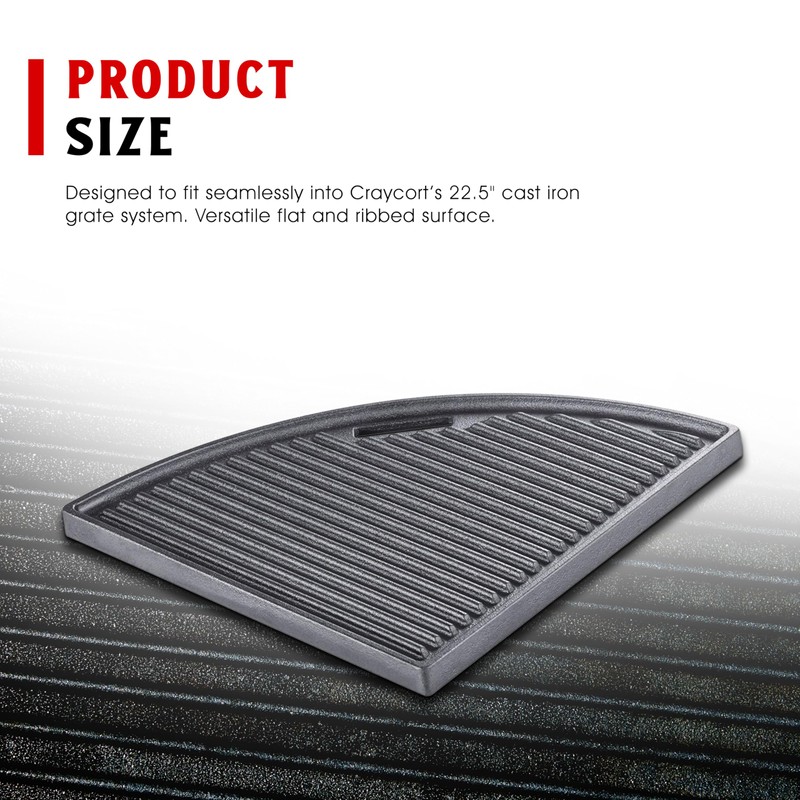 Craycort Cast Iron Griddle Hotplate Insert, Fits 22.5" Grills, Pre-Seasoned